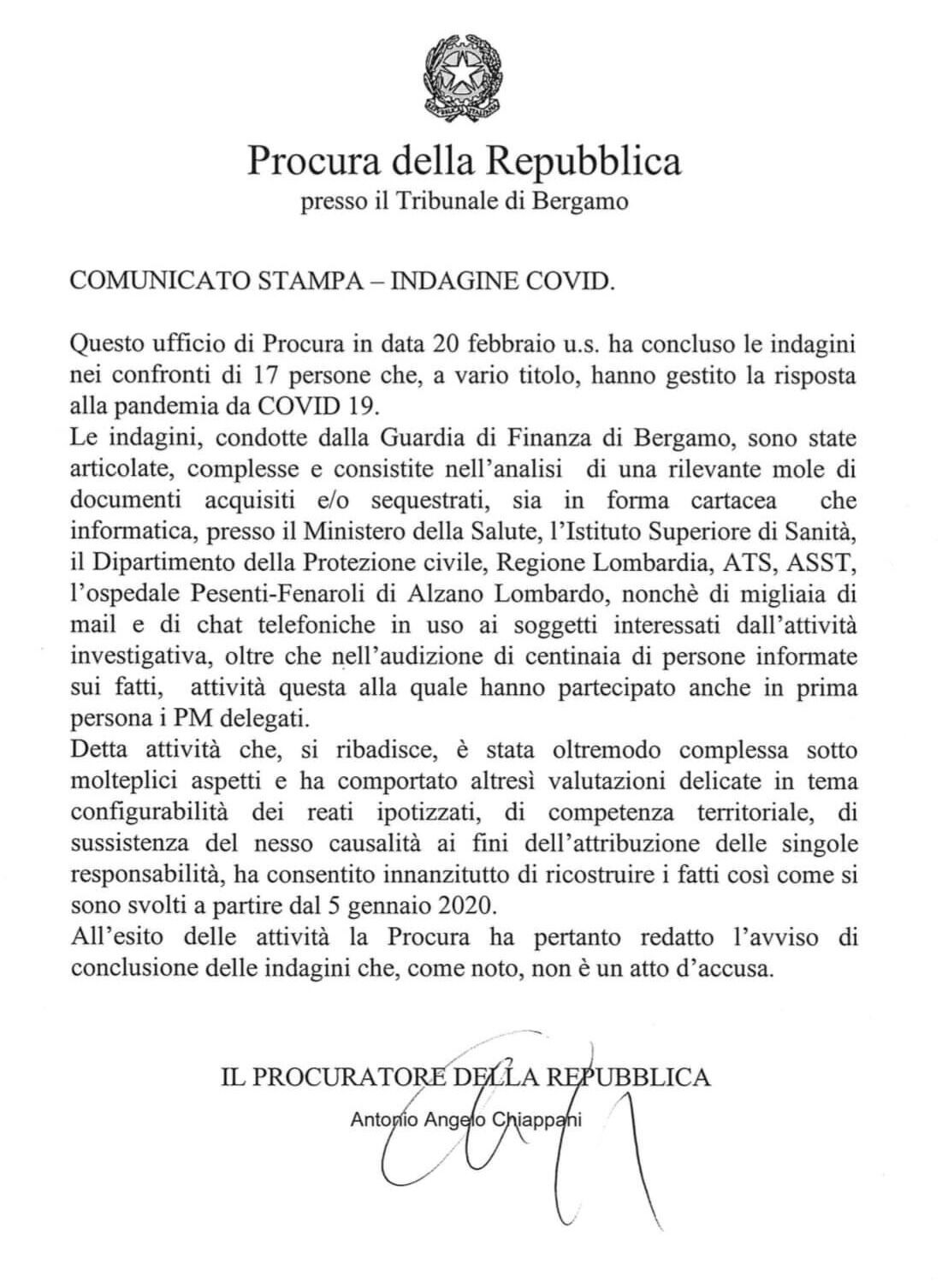 TECNICHE DI COMUNICAZIONE GIUDIZIARIA: L’INDAGINE COVID E IL COMUNICATO STAMPA DELLA PROCURA DI BERGAMO