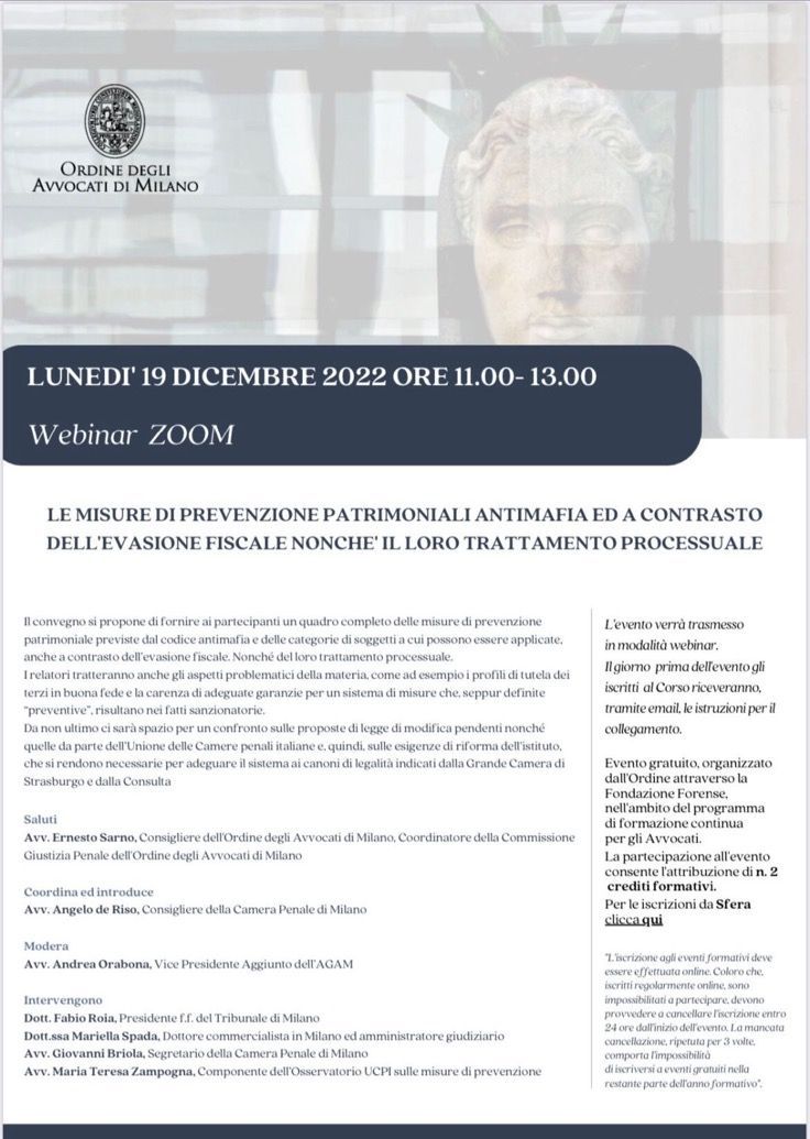 LE MISURE DI PREVENZIONE PATRIMONIALI ANTIMAFIA ED A CONTRASTO DELL’EVASIONE FISCALE NONCHE’ IL LORO TRATTAMENTO PROCESSUALE