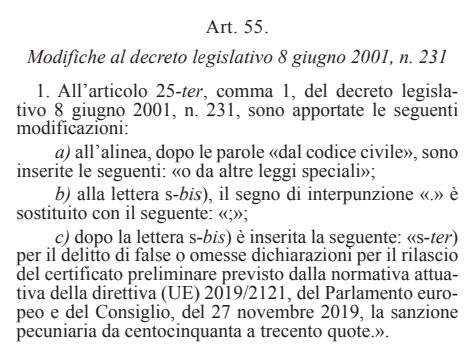 IL CATALOGO DEI REATI 231 SI AMPLIA NUOVAMENTE: NELL’AMBITO DELLA RESPONSABILITÀ DEGLI ENTI VIENE INSERITO IL DELITTO DI FALSE O OMESSE DICHIARAZIONI PER IL RILASCIO DEL CERTIFICATO PRELIMINARE