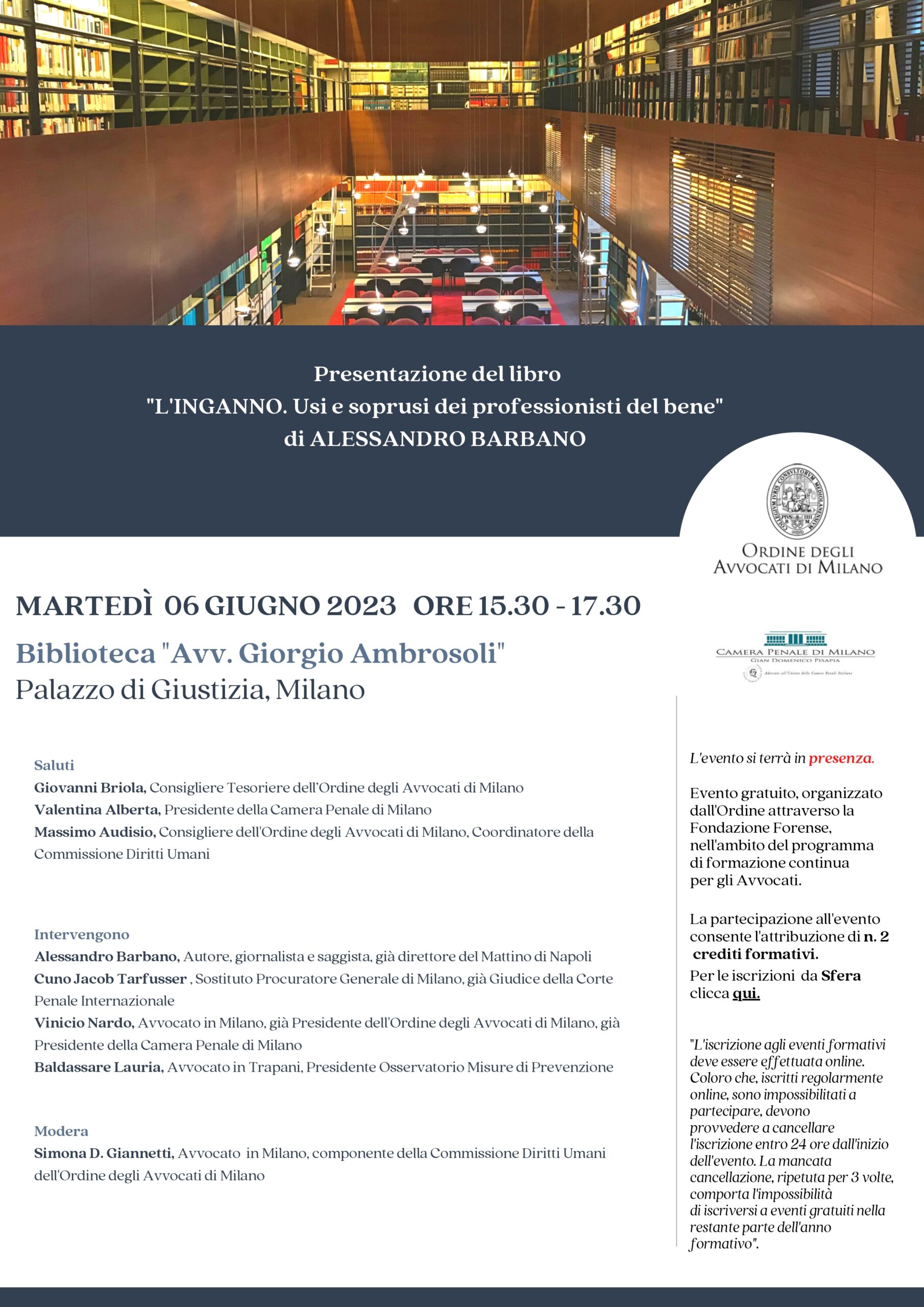 PRESENTAZIONE DEL LIBRO “L’INGANNO. USI E SOPRUSI DEI PROFESSIONISTI DEL BENE”